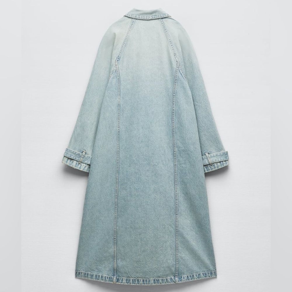 Zara Light Blue TRF Denim Trench Coat New - Picture 8 of 12